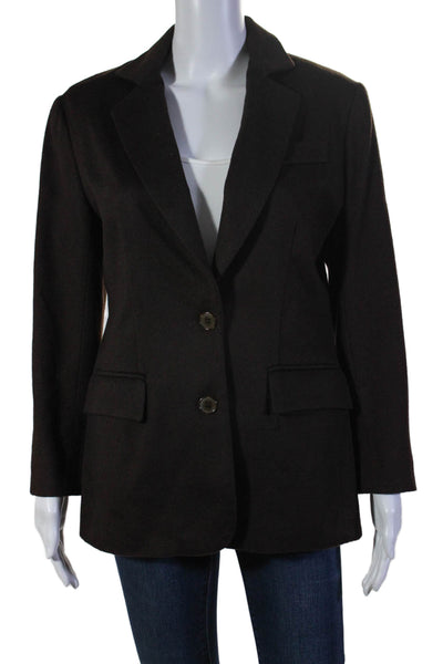 Bloomingdale's Women Buttoned Long Sleeve Collared Coat Dark Brown Size 6