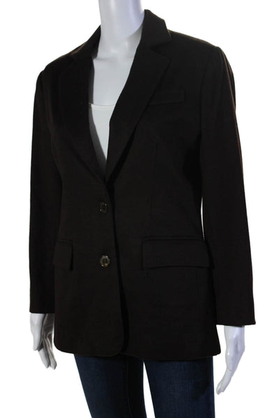 Bloomingdale's Women Buttoned Long Sleeve Collared Coat Dark Brown Size 6