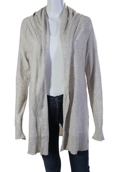 Joie Womens Long Sleeve Open Front Hooded Cardigan Sweater Beige Size Small