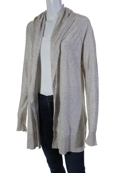 Joie Womens Long Sleeve Open Front Hooded Cardigan Sweater Beige Size Small