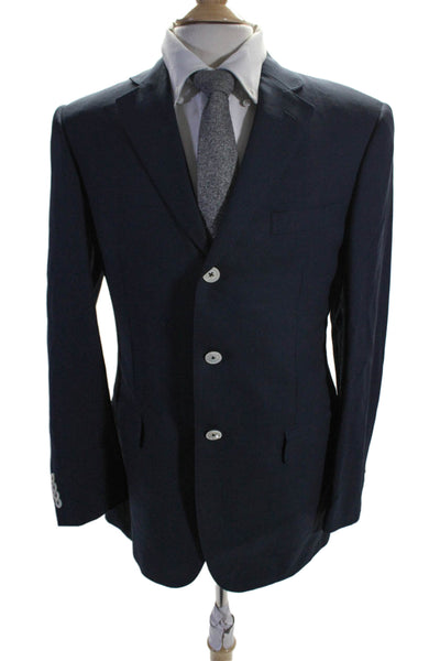 Pal Zileri Mens Wool Button Collared Darted Long Sleeve Blazer Navy Size EUR 48