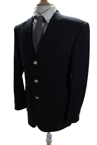 Pal Zileri Mens Wool Button Collared Darted Long Sleeve Blazer Navy Size EUR 48