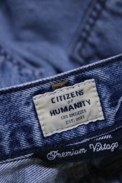 Citizens of Humanity Womens Blue Distress Fly Button Straight Leg Jeans Size 27