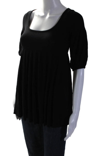 Rachel Pally Womens Modal Long Sleeve Round Neck Basic Top Black Size XS