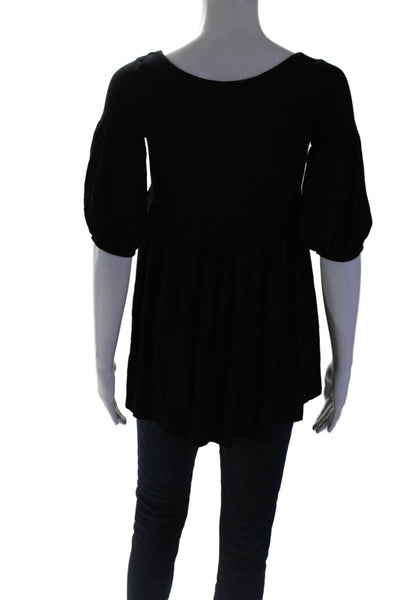 Rachel Pally Womens Modal Long Sleeve Round Neck Basic Top Black Size XS