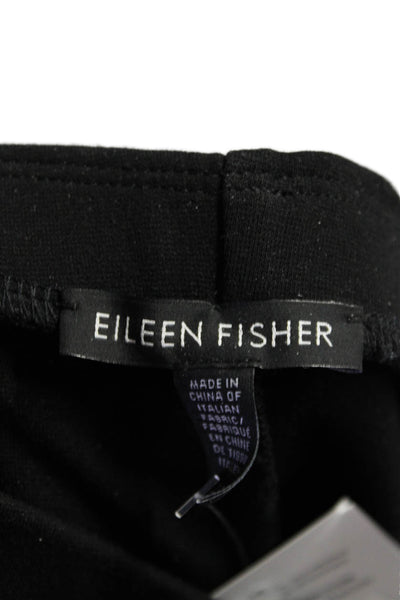 Eileen Fisher Womens Textured Elastic Waist Lined Tapered Leg Pants Black Size S