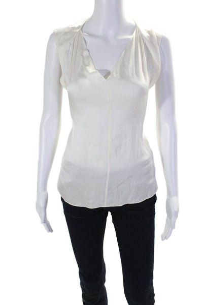 Elie Tahari Womens Silk V-Neck Sleeveless Pullover Blouse Top White Size M