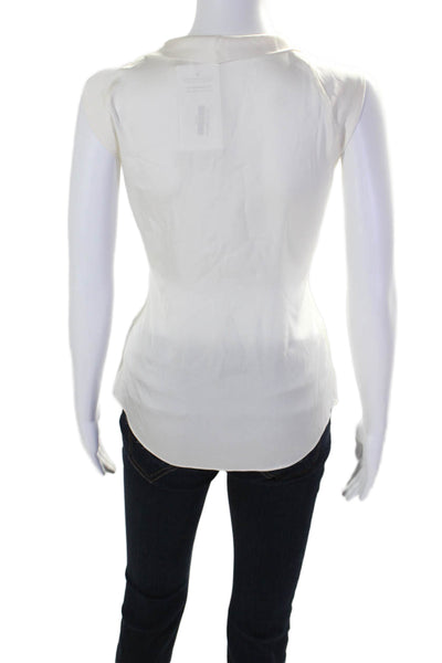 Elie Tahari Womens Silk V-Neck Sleeveless Pullover Blouse Top White Size M