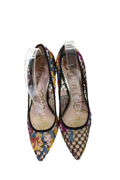 Sam Edelman Womens Embroidered Pointed Toe Slide On Pumps Multi Colored Size 7