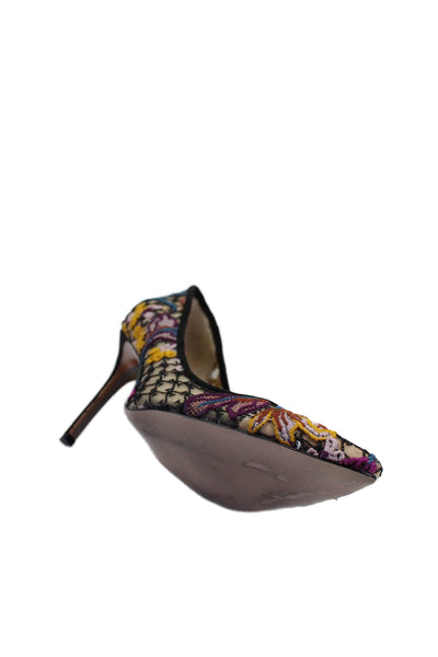 Sam Edelman Womens Embroidered Pointed Toe Slide On Pumps Multi Colored Size 7