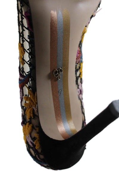 Sam Edelman Womens Embroidered Pointed Toe Slide On Pumps Multi Colored Size 7