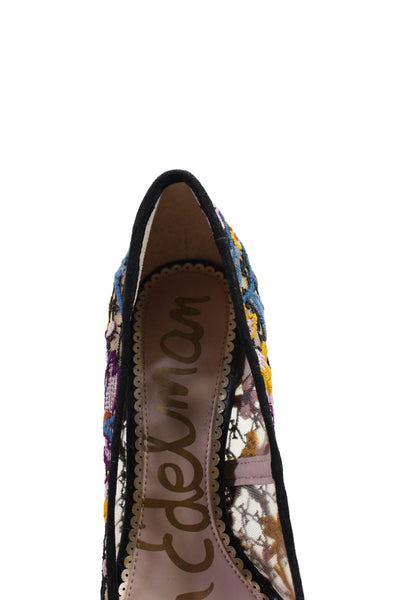 Sam Edelman Womens Embroidered Pointed Toe Slide On Pumps Multi Colored Size 7