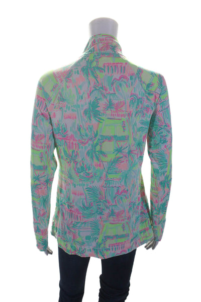 Lilly Pulitzer Womens Green Multi Floral Zip Mock Neck Long Sleeve Jacket Size M