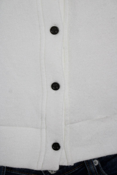 Drew Womens White Multi Vegan Leather Trim Button Front Sweater Top Size XS