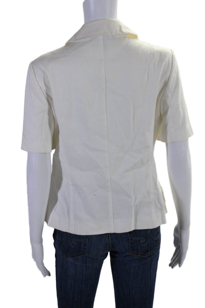 Escada Womens Button Down Short Sleeves Jacket White Cotton Size EUR 38