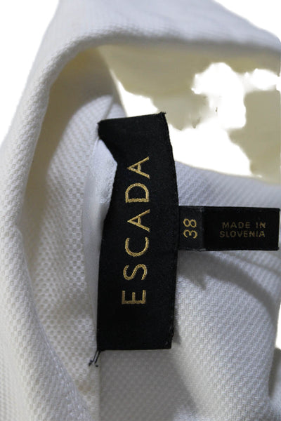 Escada Womens Button Down Short Sleeves Jacket White Cotton Size EUR 38