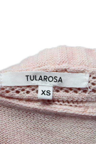 Tularosa Womens 3/4 Sleeves Ruffled Sweater Pink Cotton Size Extra Small