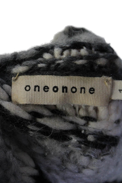 One On One Womens Woven Long Sleeves Cardigan Sweater Grey White Size 1