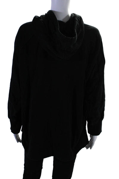 COS Womens Cotton Long Sleeved Side Slit Drawstring Solid Hoodie Black Size M