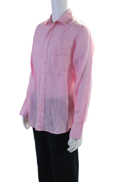 Vilebrequin Mens Collared Long Sleeve Button Up Pocket Shirt Pink Size M