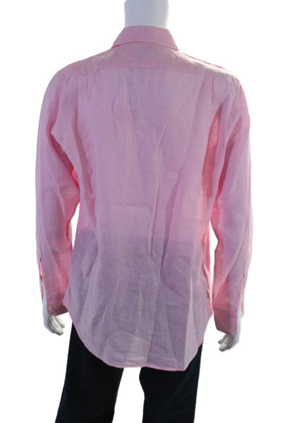 Vilebrequin Mens Collared Long Sleeve Button Up Pocket Shirt Pink Size M