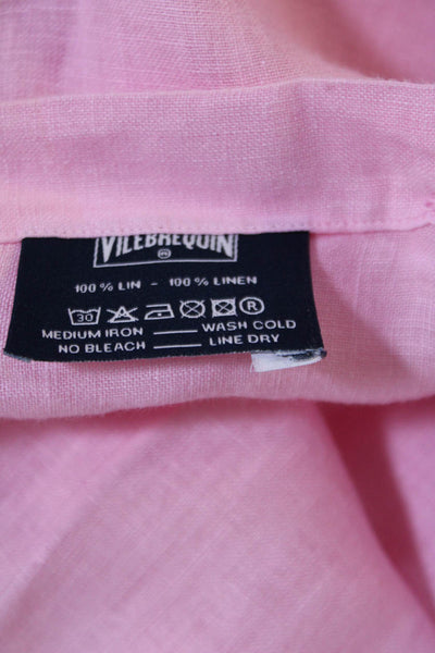 Vilebrequin Mens Collared Long Sleeve Button Up Pocket Shirt Pink Size M