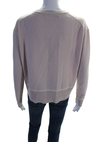 360 Cashmere Womens Cashmere Zip Trim Long Sleeve Knit Top Pink Size S