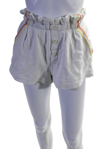 Something Navy Womens Cotton Elastic Waist Embroidered Mini Shorts White Size XS