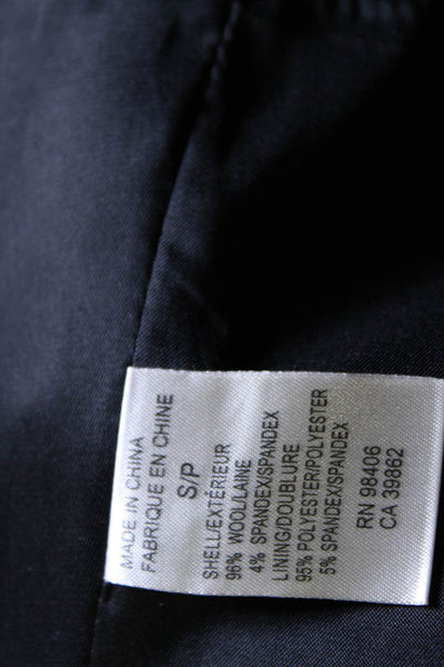 Theory Womens Wool Waist Tie Snap Button Collared Long Sleeved Coat Black Size S