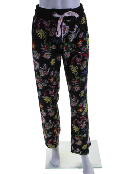 Pinko Womens Floral Print Drawstring Tie Slip-on Pants Black Size 2