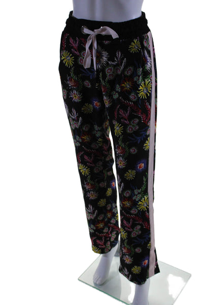 Pinko Womens Floral Print Drawstring Tie Slip-on Pants Black Size 2