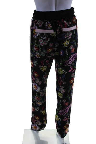 Pinko Womens Floral Print Drawstring Tie Slip-on Pants Black Size 2