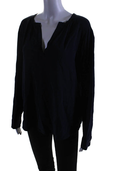 Pinko Womens V-neck Long Sleeve Pullover Blouse Dark Blue Size 8