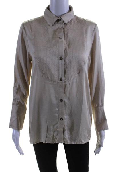 Neu Nomads Women's Collared Long Sleeves Button Shirt Beige Size XS