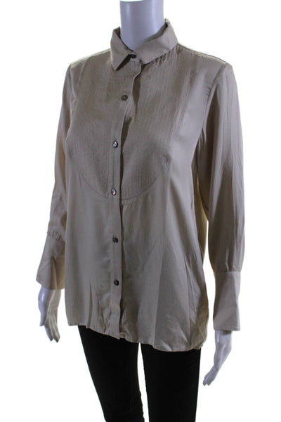 Neu Nomads Women's Collared Long Sleeves Button Shirt Beige Size XS