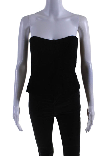 Emory Park Women's Square Neck Sleeveless Ribbed Tank Top Black Size L