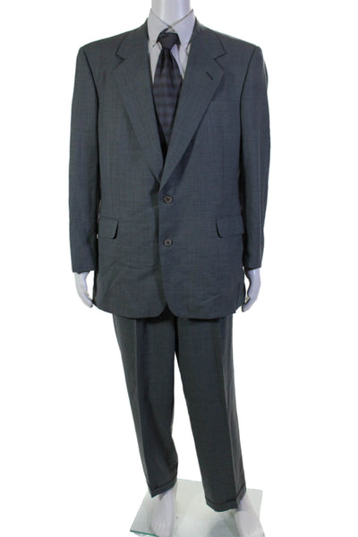 Nick Hilton Mens Two Button Pleated Front Suit Gray Black Size 42 Long/34