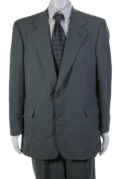 Nick Hilton Mens Two Button Pleated Front Suit Gray Black Size 42 Long/34