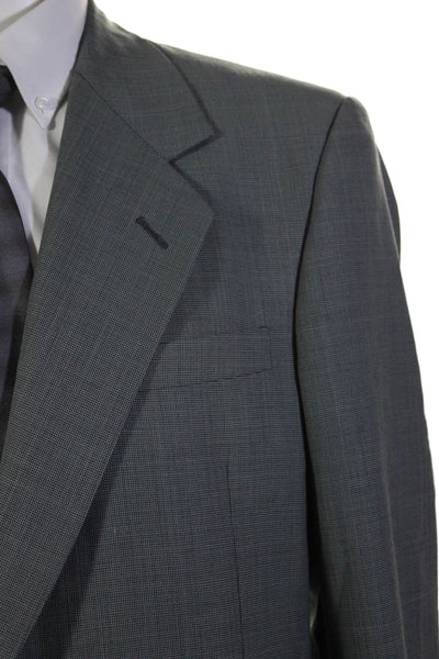 Nick Hilton Mens Two Button Pleated Front Suit Gray Black Size 42 Long/34