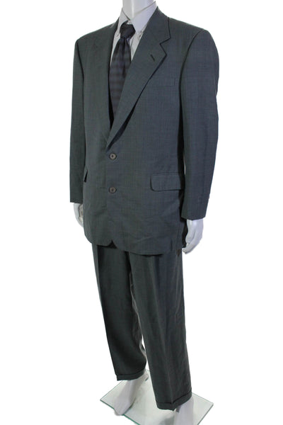 Nick Hilton Mens Two Button Pleated Front Suit Gray Black Size 42 Long/34