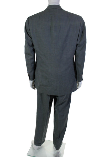 Nick Hilton Mens Two Button Pleated Front Suit Gray Black Size 42 Long/34