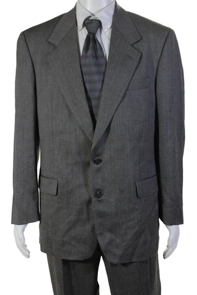 Daniel Hechter Mens Pleated Front Two Button Suit Black Wool Size 42 Regular/35