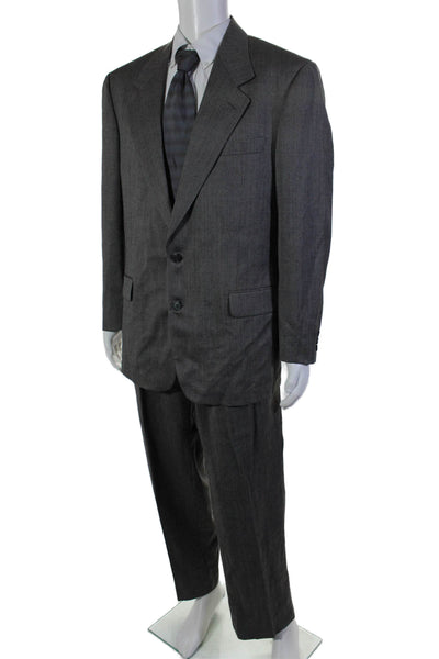 Daniel Hechter Mens Pleated Front Two Button Suit Black Wool Size 42 Regular/35