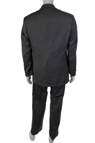 Daniel Hechter Mens Pleated Front Two Button Suit Black Wool Size 42 Regular/35