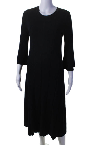 BOSS Womens Textured Long Sleeve Ribbed Knit Lined Sweater Dress Black Size M