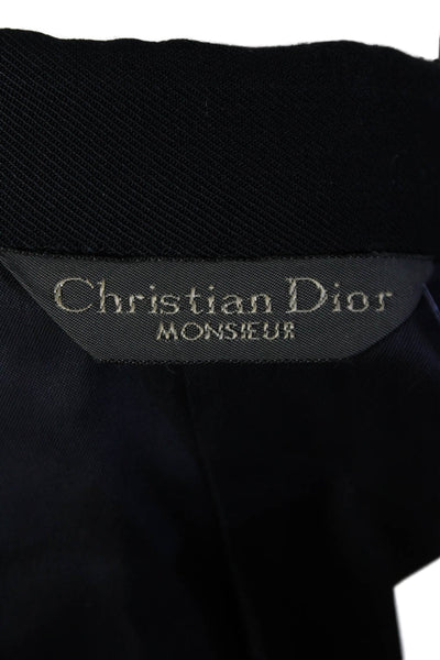 Christian Dior Mens Dark Navy Two Button Long Sleeve Lined Blazer Size 44