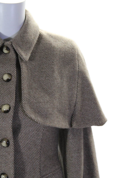 Peter Som Womens Wool Silk Lined Button Detailed Long Sleeved Coat Brown Size 4