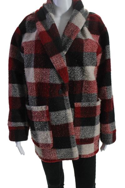 Trf Collection Zara Women's Collared Long Sleeves Button Plaid Wool Coat Size S