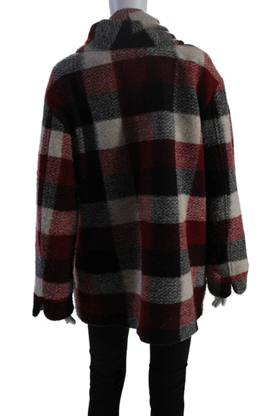 Trf Collection Zara Women's Collared Long Sleeves Button Plaid Wool Coat Size S