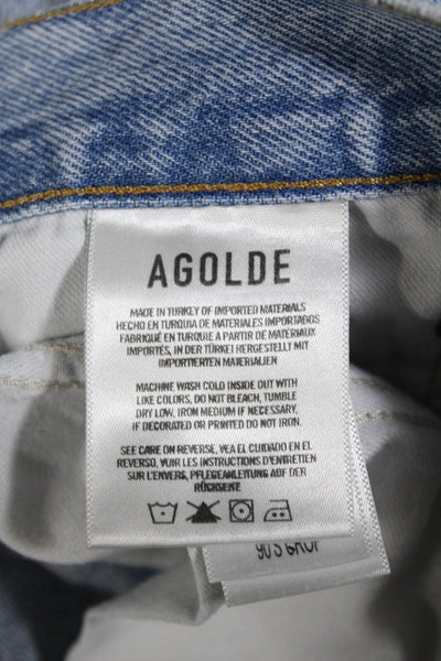 Agolde Women's Button Fly Light Wash Pockets Straight Leg Denim Pants Size 24